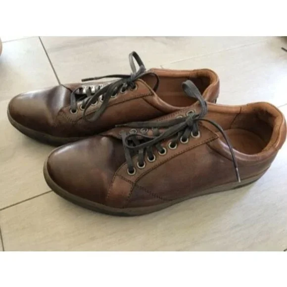 JOHNSTON & MURPHY FENTON LACE-UP leather sneakers men brown 9.5 M rts$139 Oxford - Picture 2 of 8